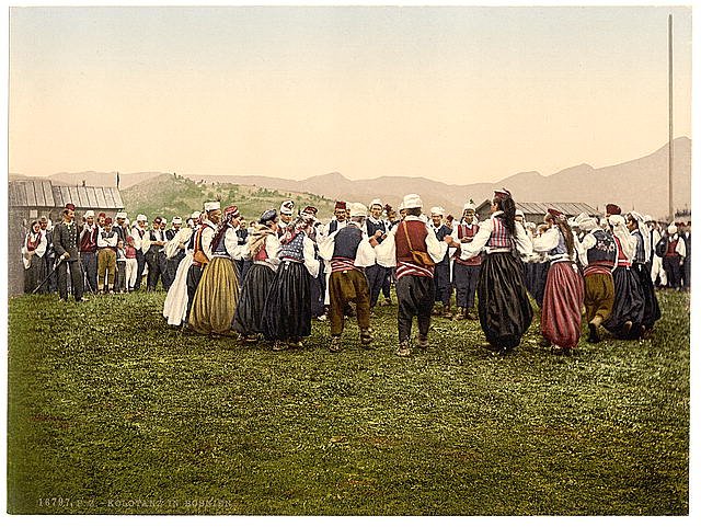 Peasants dancing Bosnia Vintage A4 Photo Print