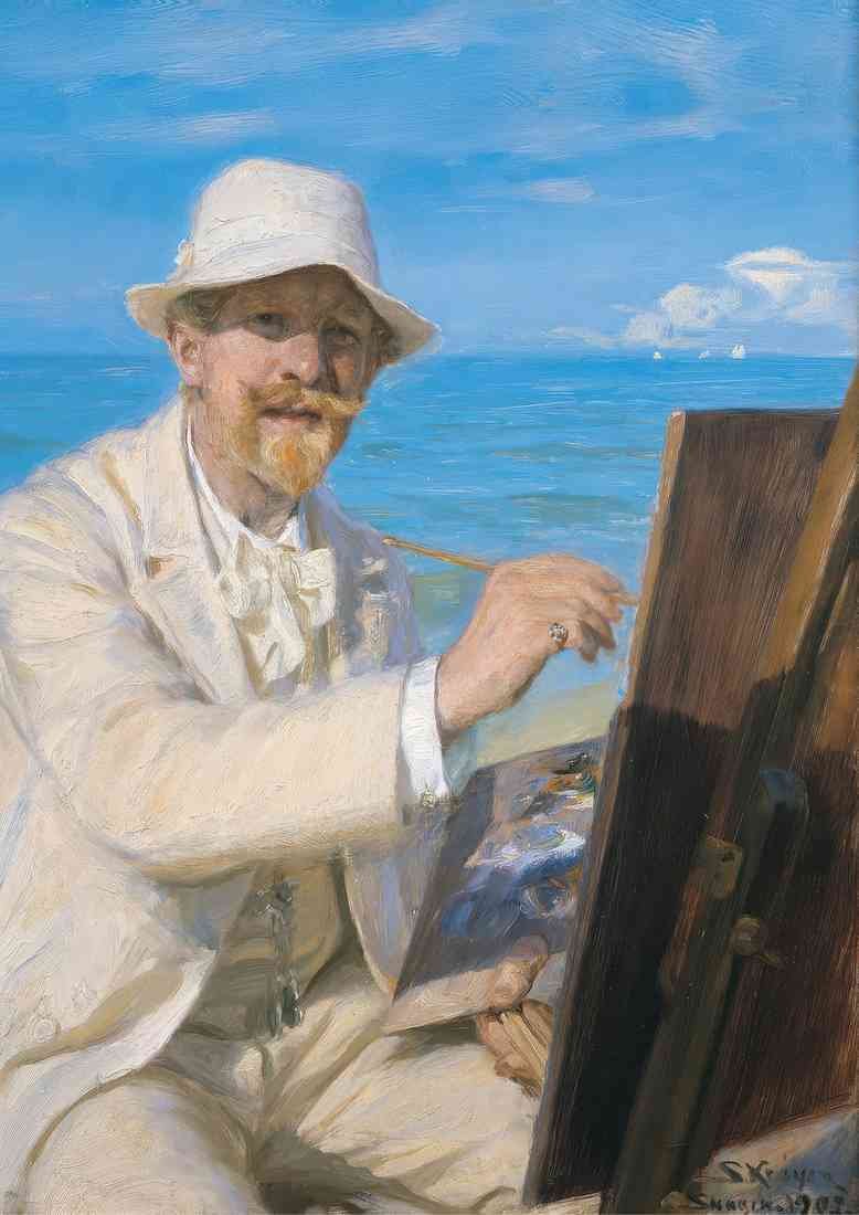 Peder Severin Kroyer self portrait sitting by his easel at skagen bea A4 Photo Print