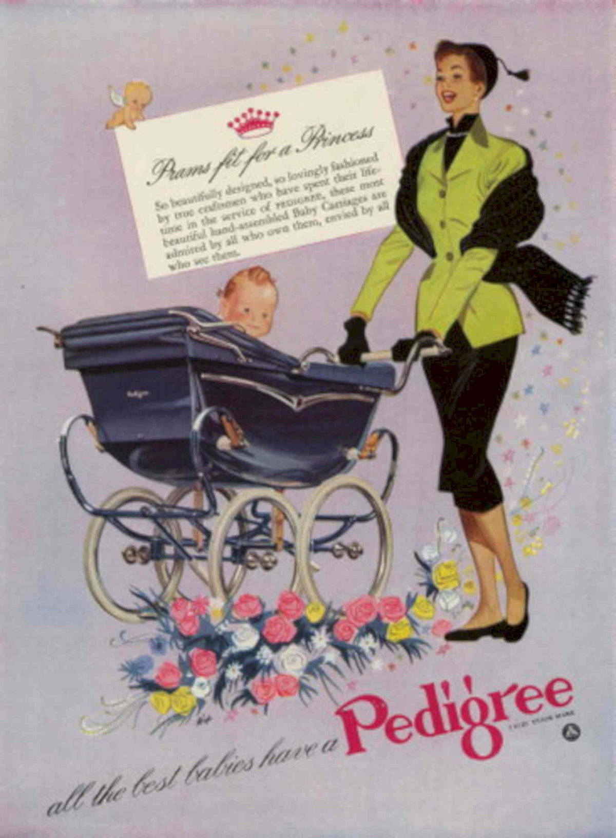 Pedigree Baby Carriage 1950s Vintage Retro Advert Poster