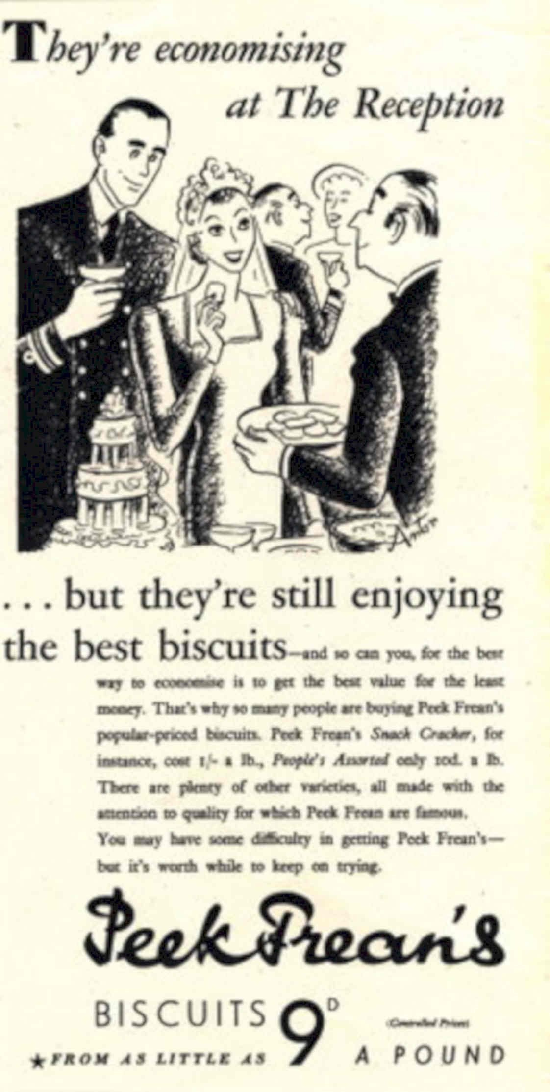 Peek Freans Reception 1940s Vintage Retro Advert Poster