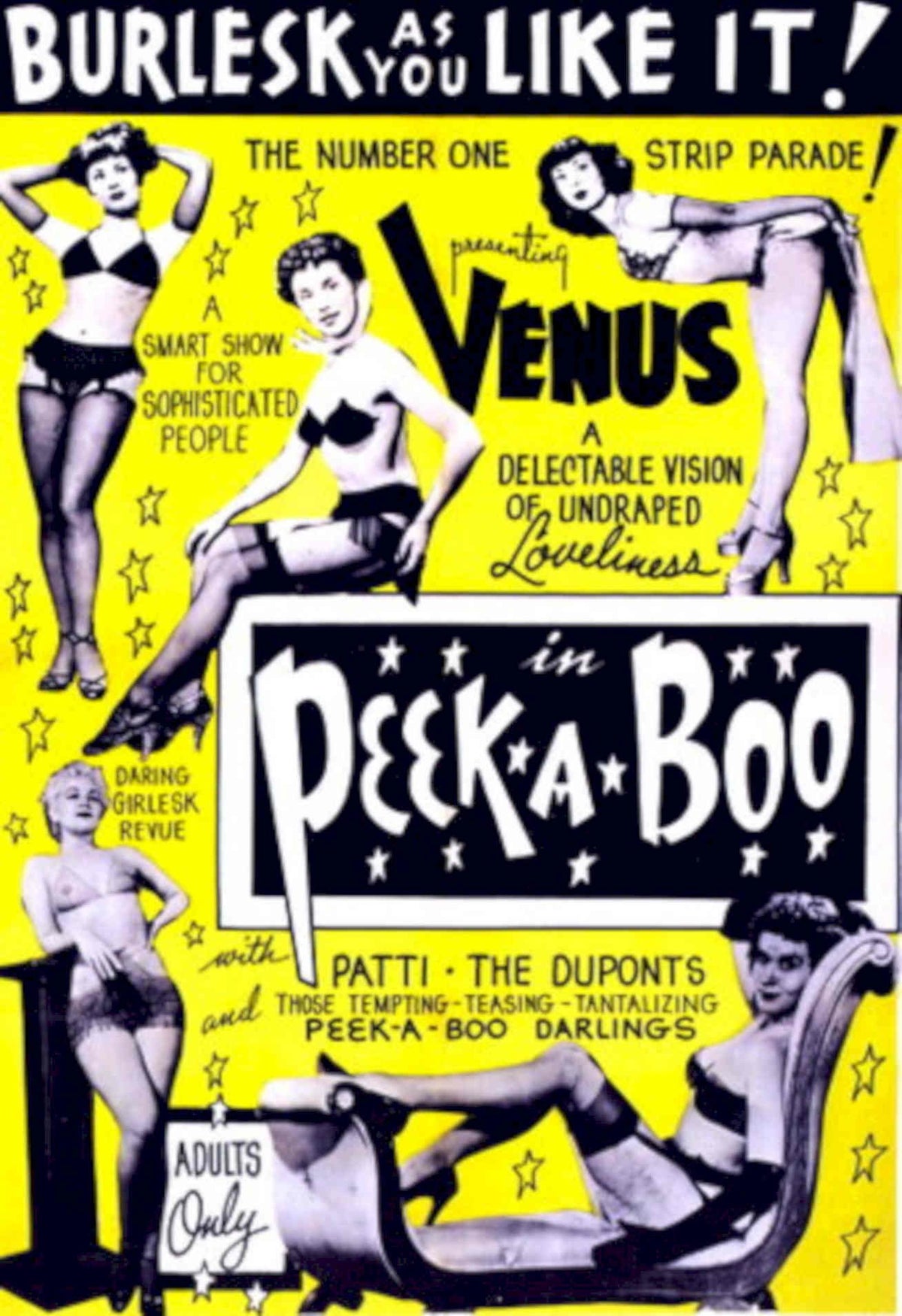 Peekaboo Venus Burlesky 1950s Vintage Retro Advert Poster