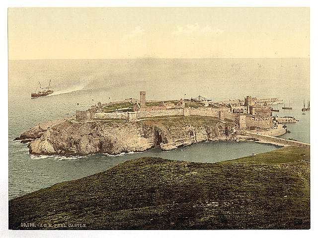 Peel general view of castle Isle of Man Vintage A4 Photo Print