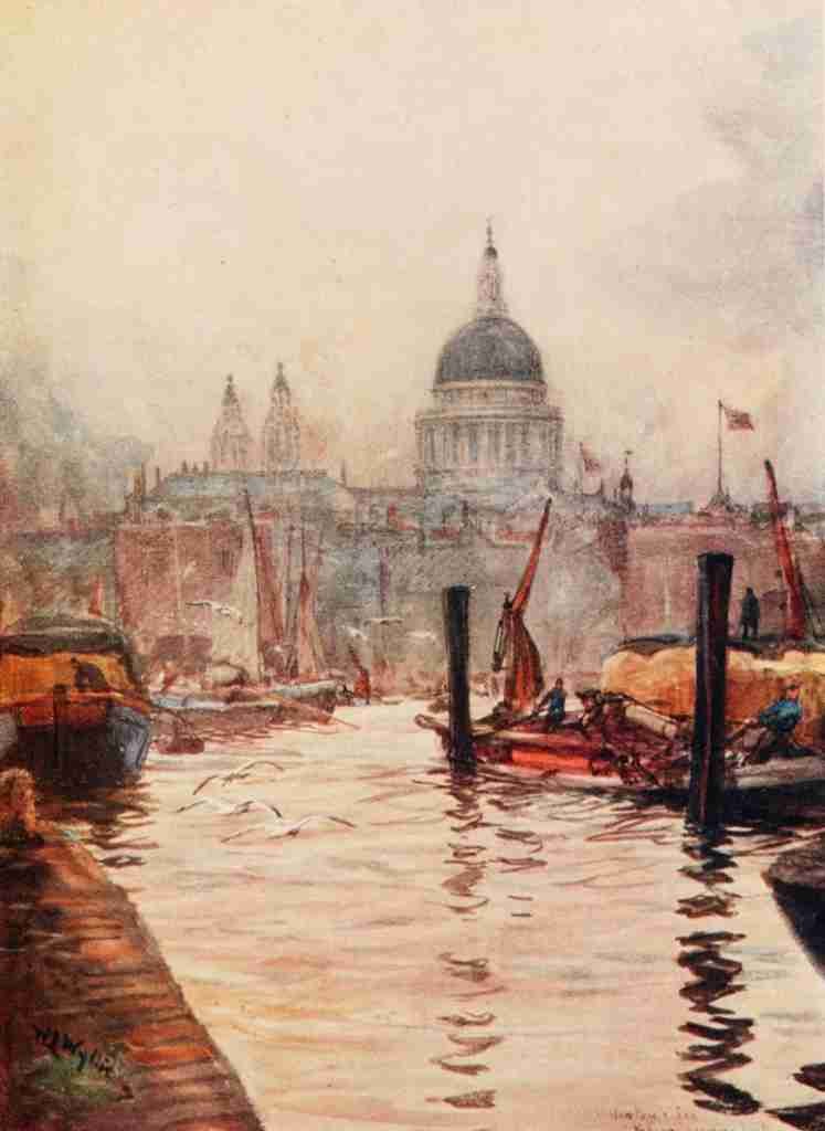 Peeps at Great Cities London 1911 William Wyllie 1851 1931 St Pauls from the river A4 Photo Print