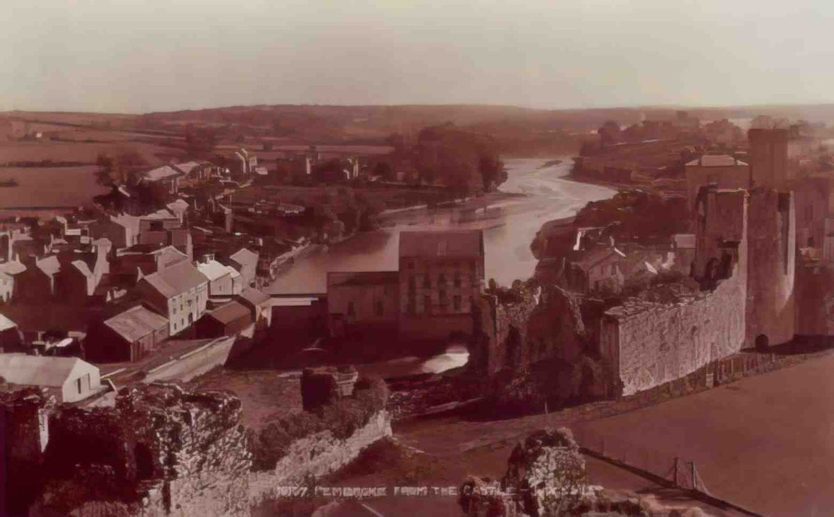 Pembrokeshire Pembroke from the Castle Vintage A4 Photo Print