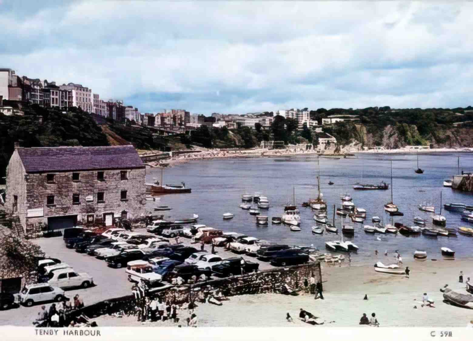 Pembrokeshire Tenby Harbour 1960s Vintage A4 Photo Print