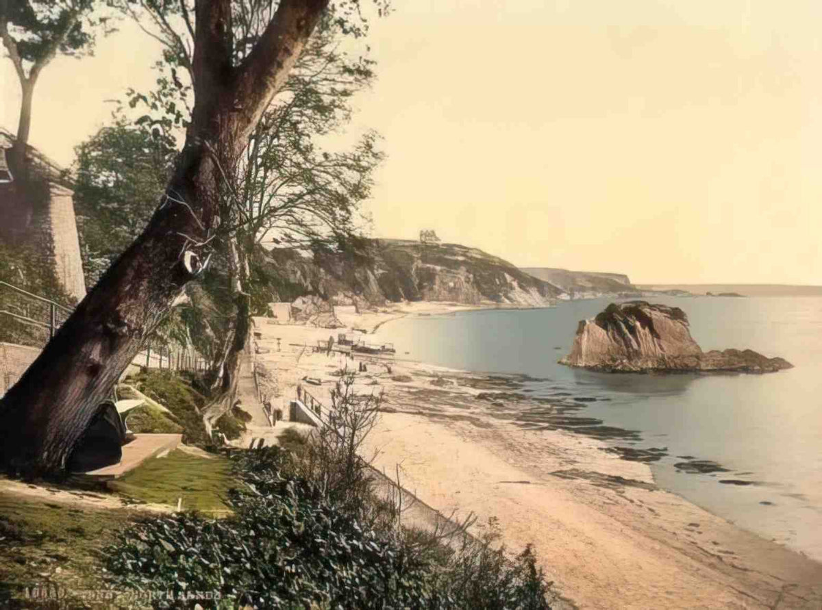 Pembrokeshire Tenby Sands Vintage A4 Photo Print