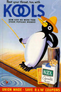Penguin Fishing Kools 1940s Vintage Retro Advert Poster