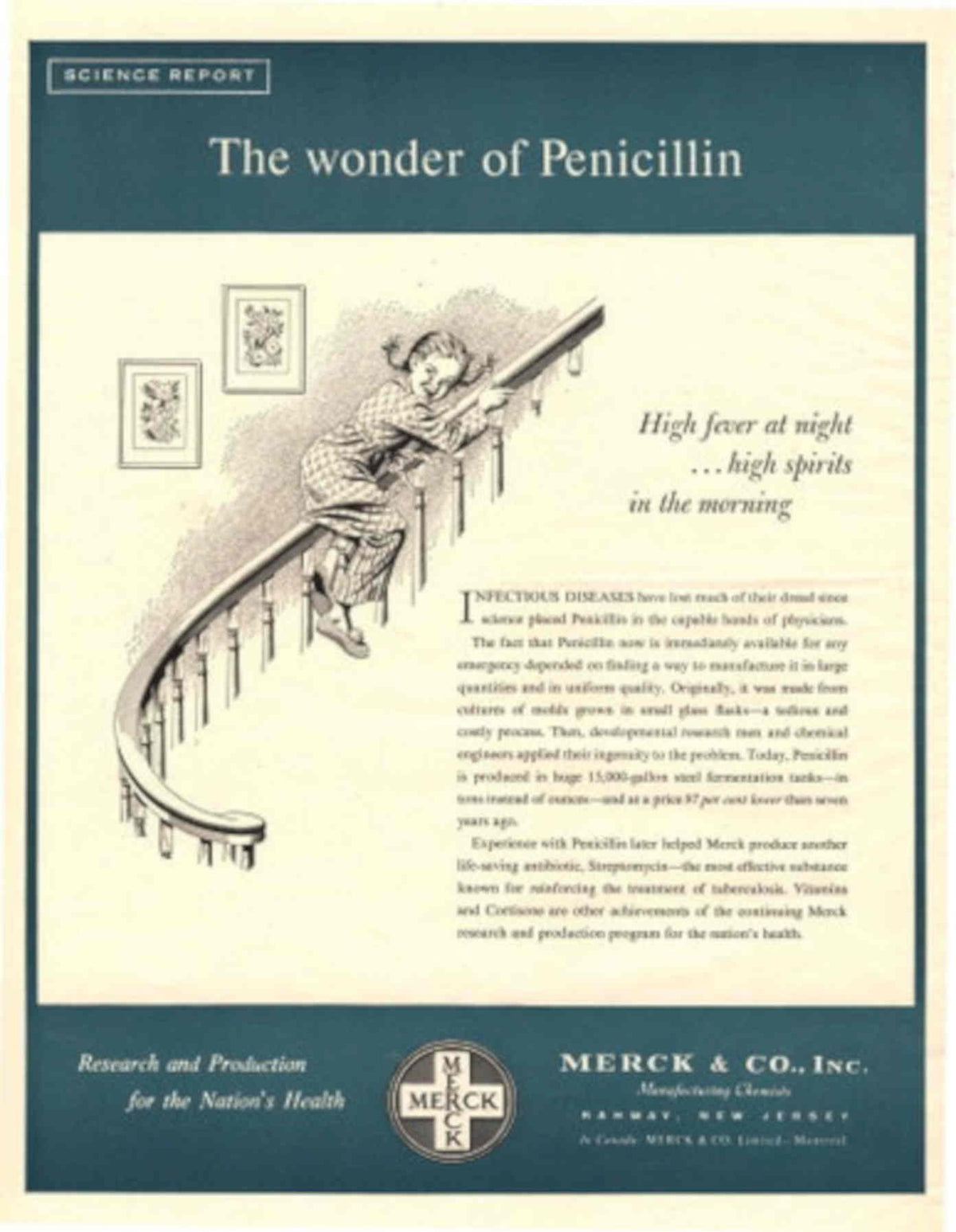 Penicillin Staircase Wonder 1950s Vintage Retro Advert Poster