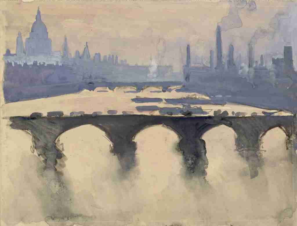 Pennell Joseph 1857 1926 Waterloo Bridge from my window Vintage A4 Photo Print