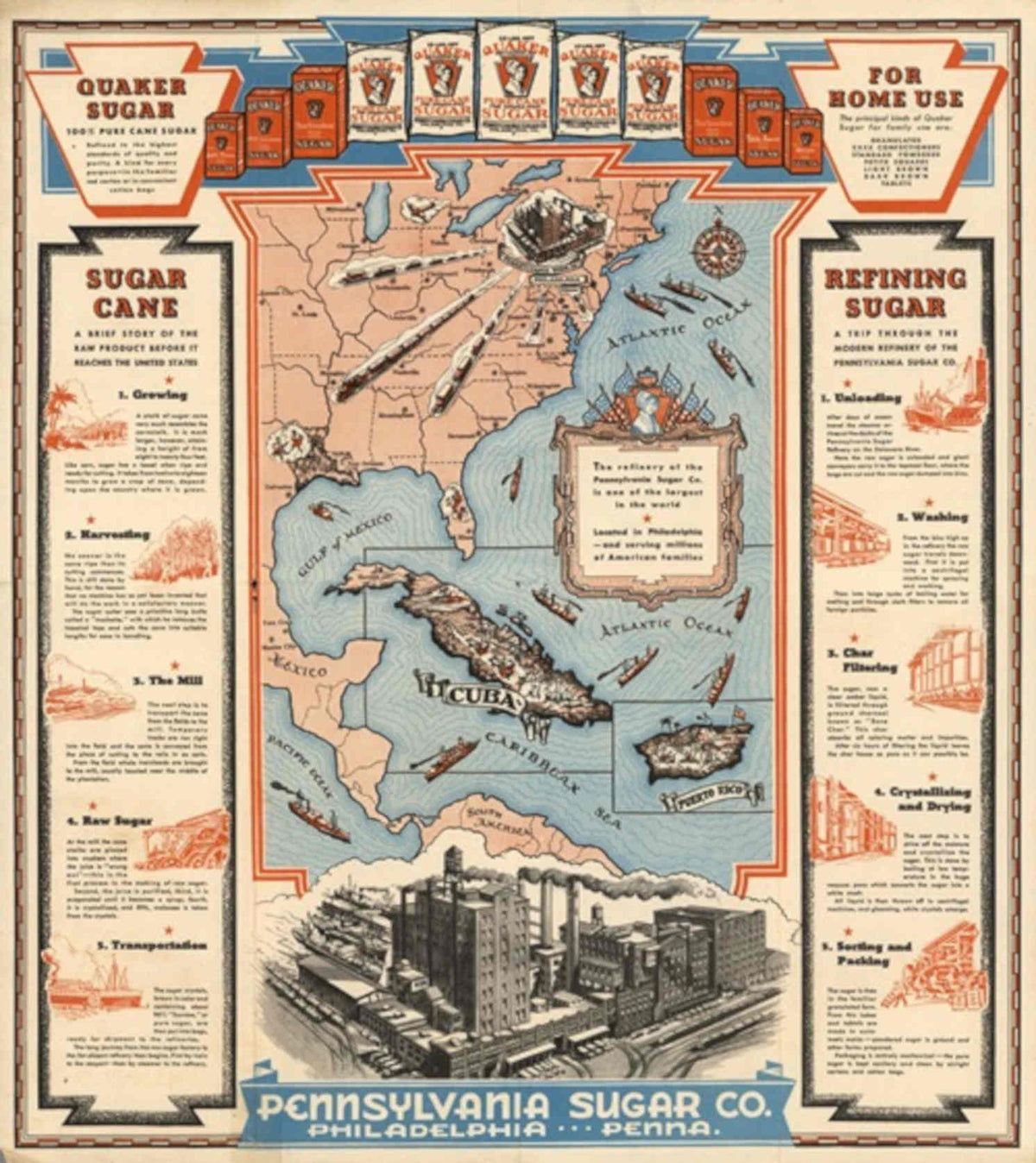 Pennsylvania Sugar Supply Vintage Retro Advert Poster