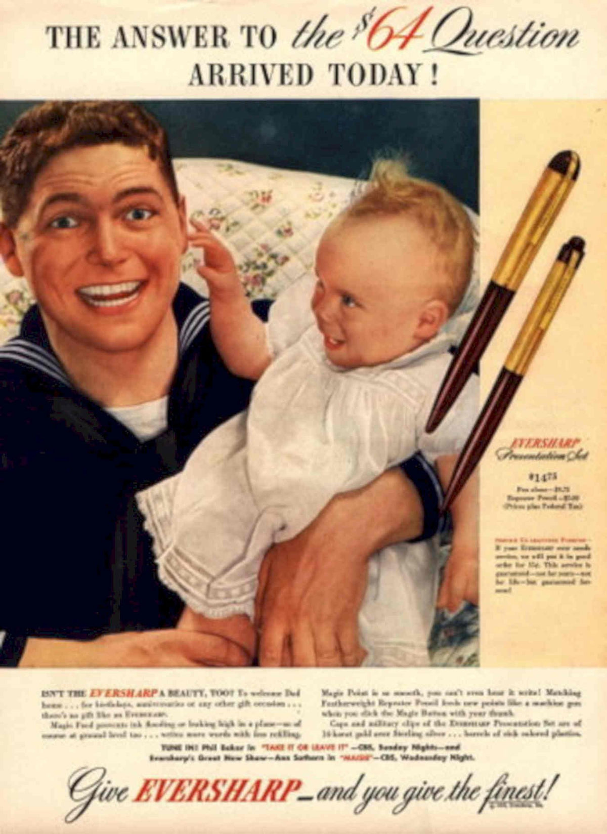Pens Presentation Set 1940s Vintage Retro Advert Poster
