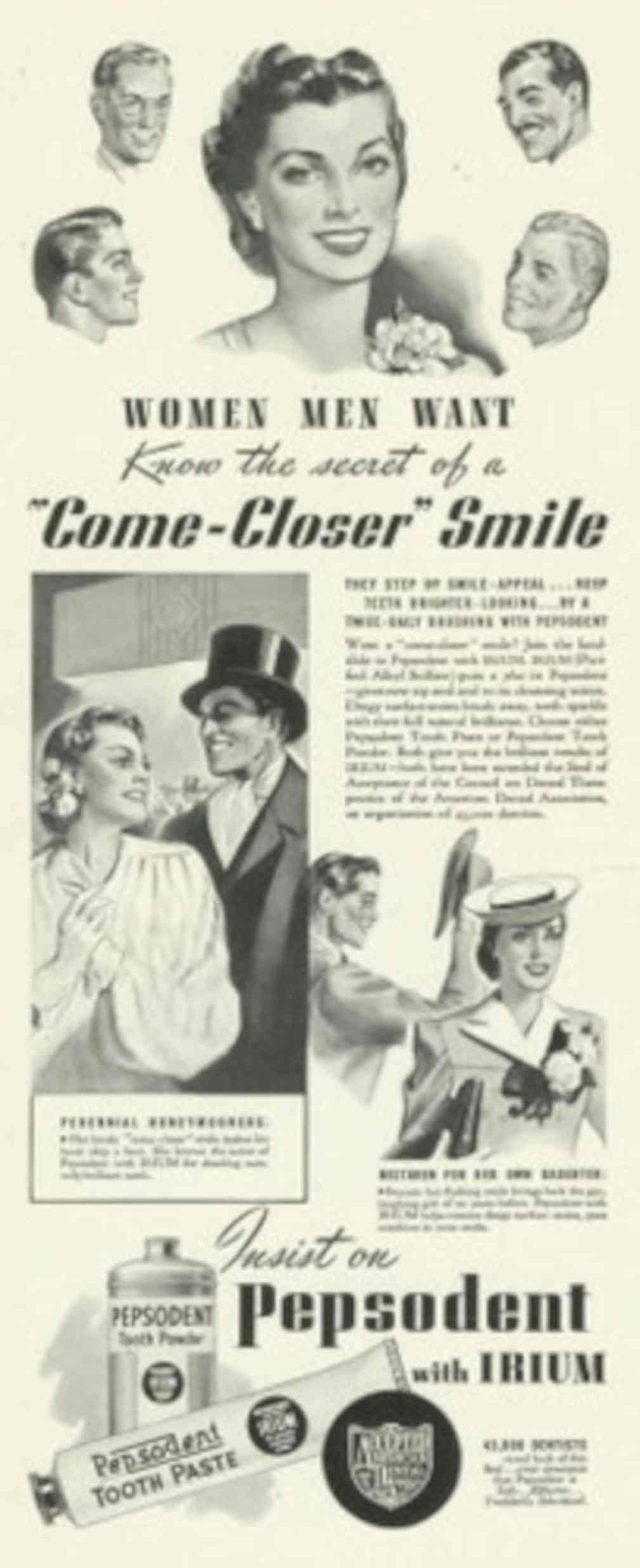 Peposdent Toothpaste Faces 1940s Vintage Retro Advert Poster
