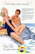 Pepsi Couple Beach 1950s Vintage Retro Advert Poster