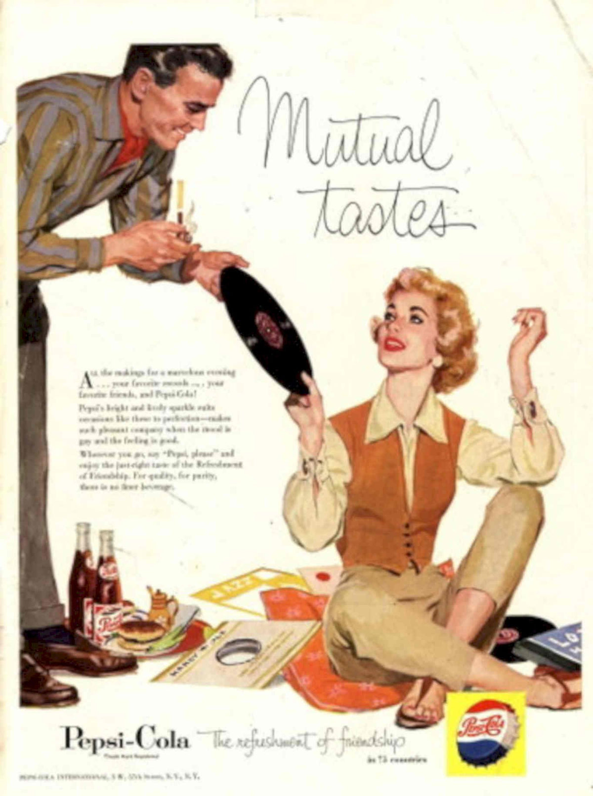 Pepsi Picnic Friends 1950s Vintage Retro Advert Poster