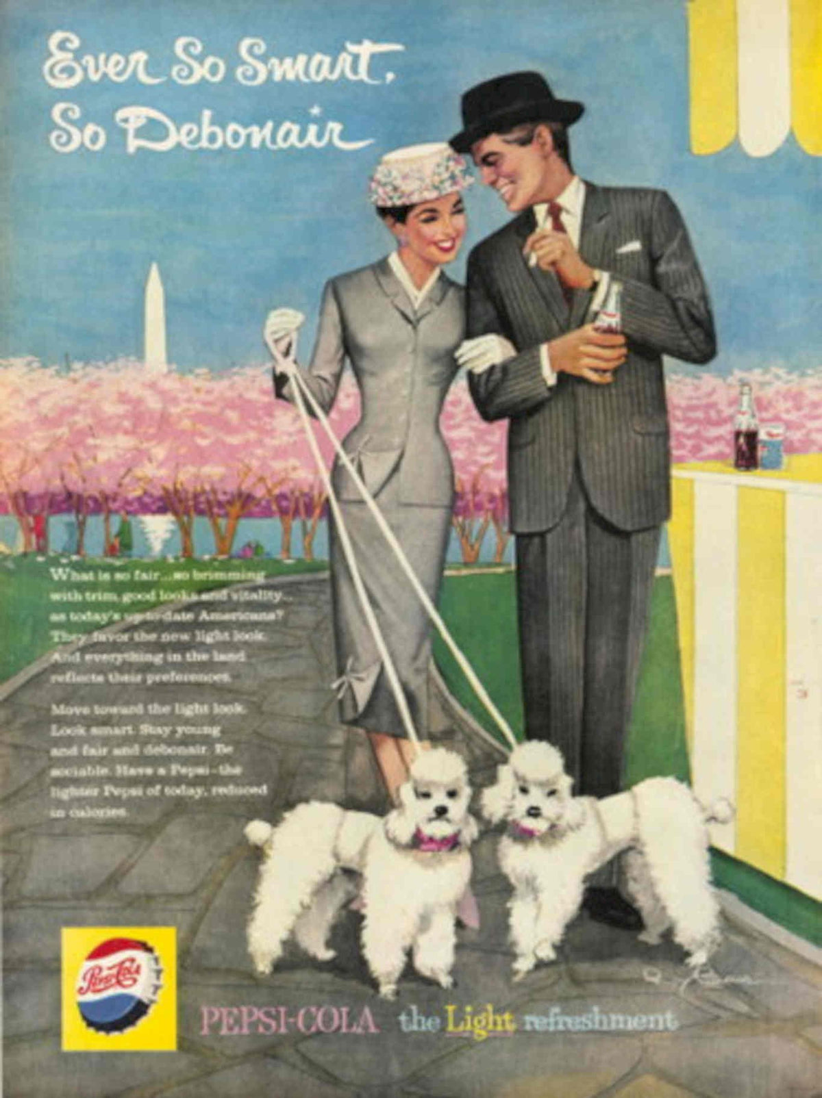 Pepsi Poodles Washington 1950s Vintage Retro Advert Poster