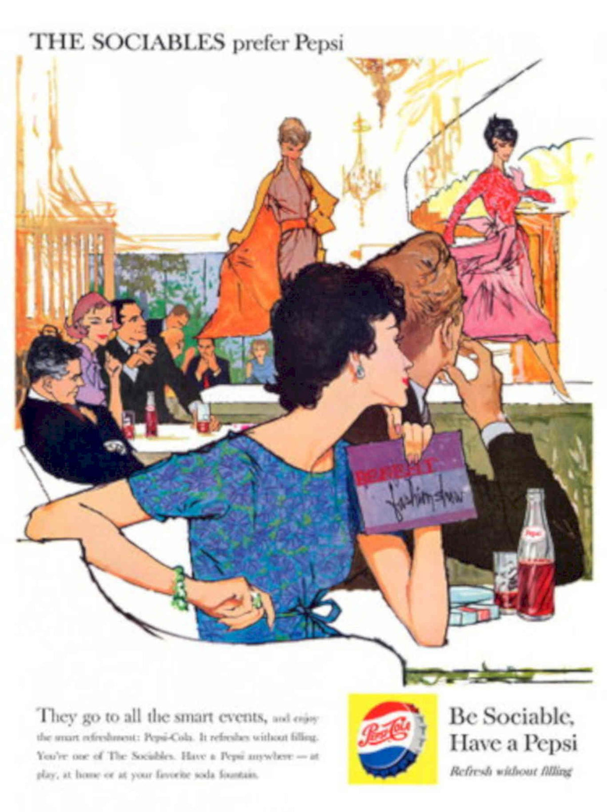 Pepsi Social Party 1950s Vintage Retro Advert Poster