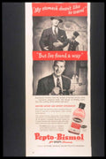 Pepto Bismol Men 1940s Vintage Retro Advert Poster