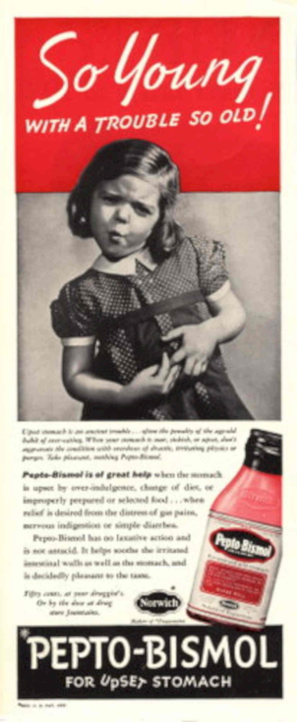 Pepto Girl Stomach 1940s Vintage Retro Advert Poster