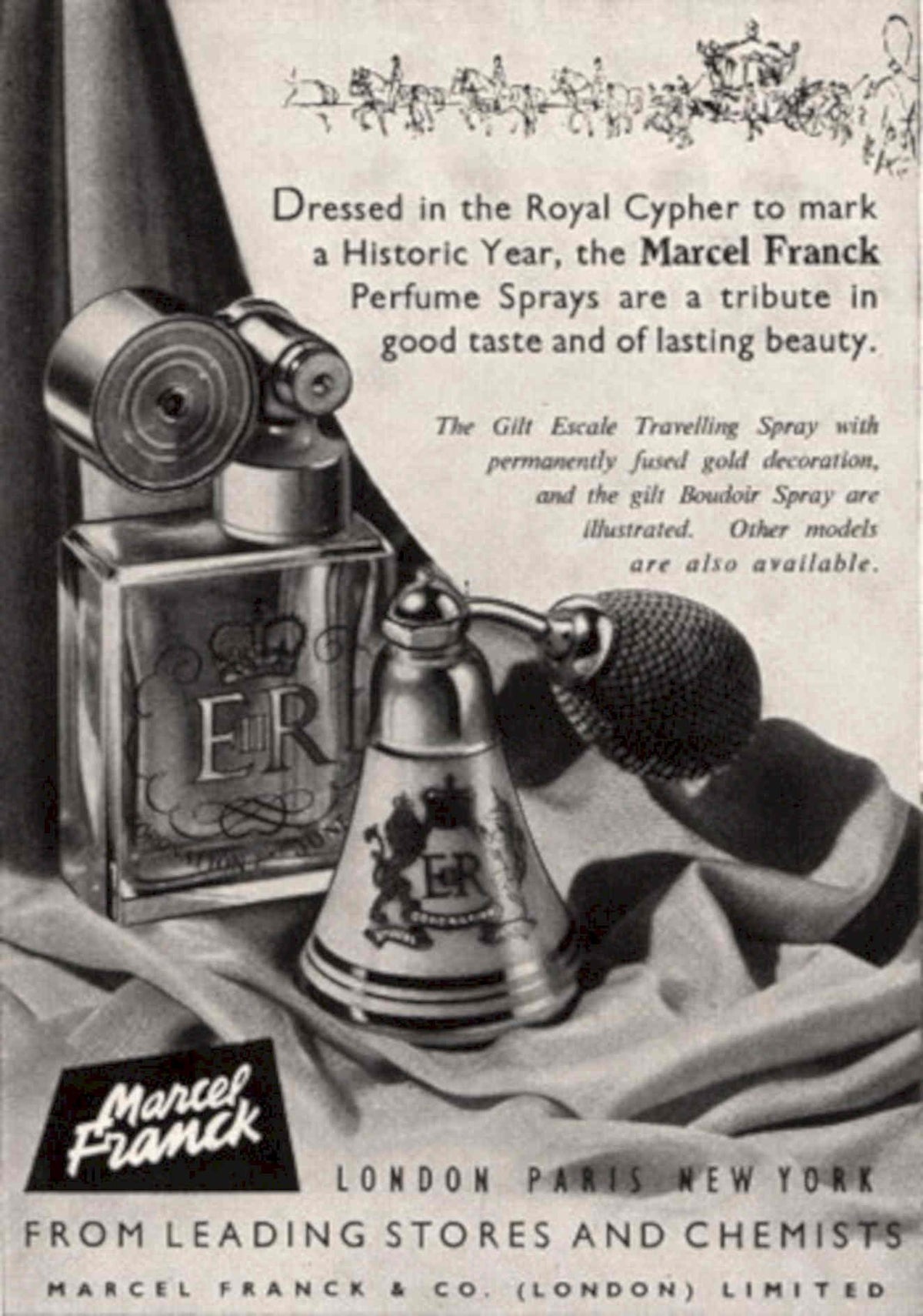 Perfume Bottles Sprays 1950s Vintage Retro Advert Poster