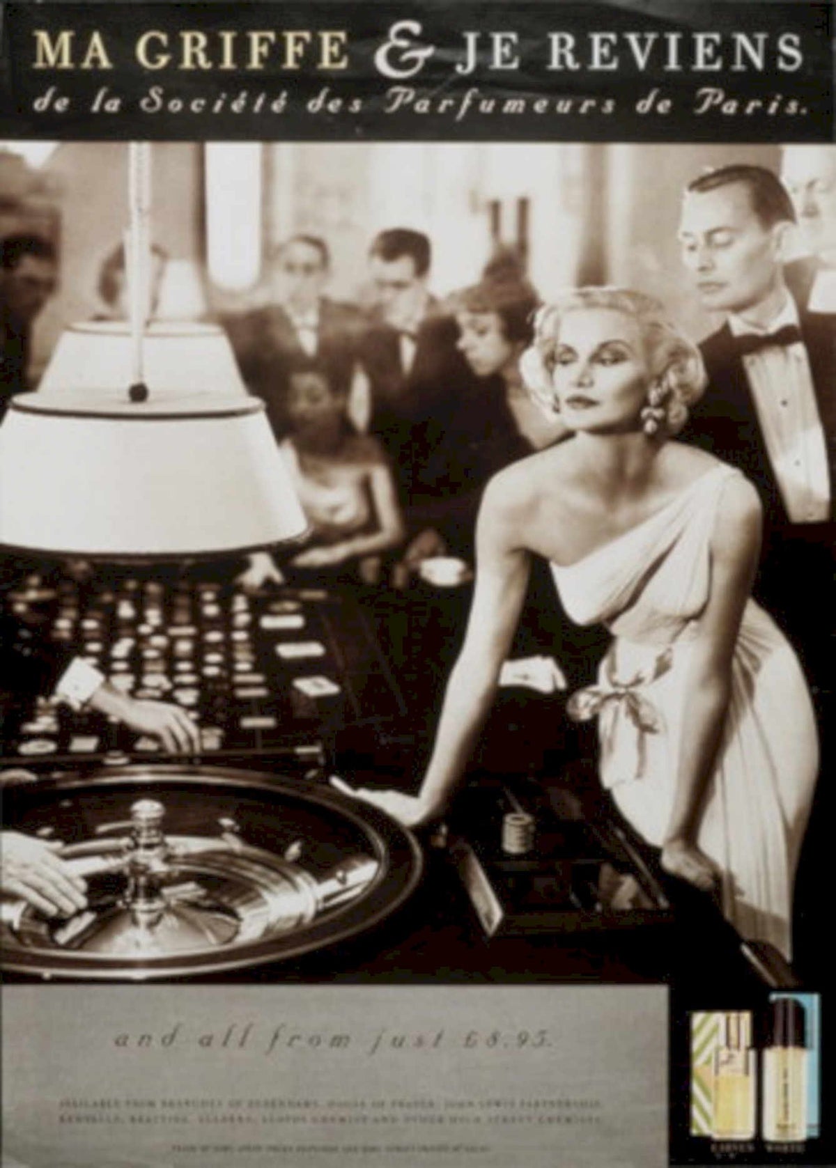 Perfume Roulette Casino 1990s Vintage Retro Advert