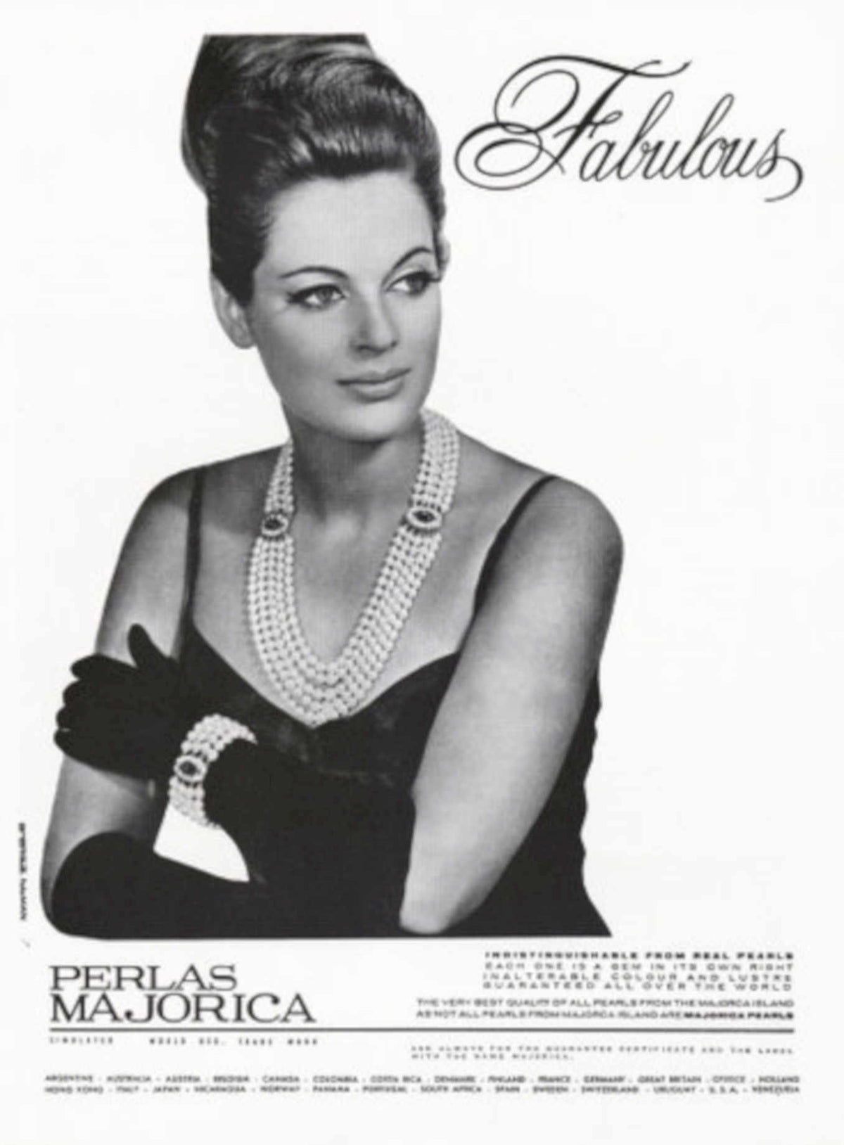 Perlas Majorica Pearls 1960s Vintage Retro Advert