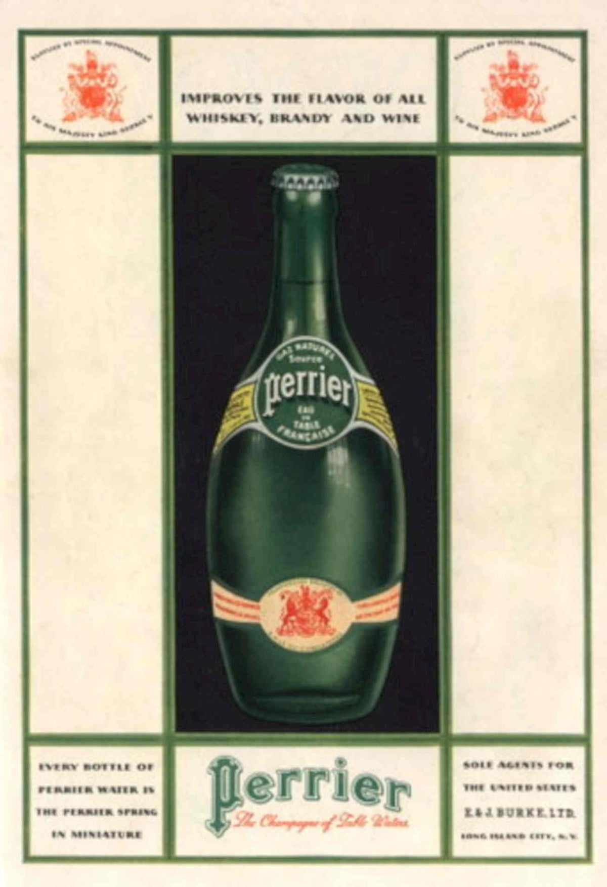 Perrier Bottle 1930s Vintage Retro Advert Poster