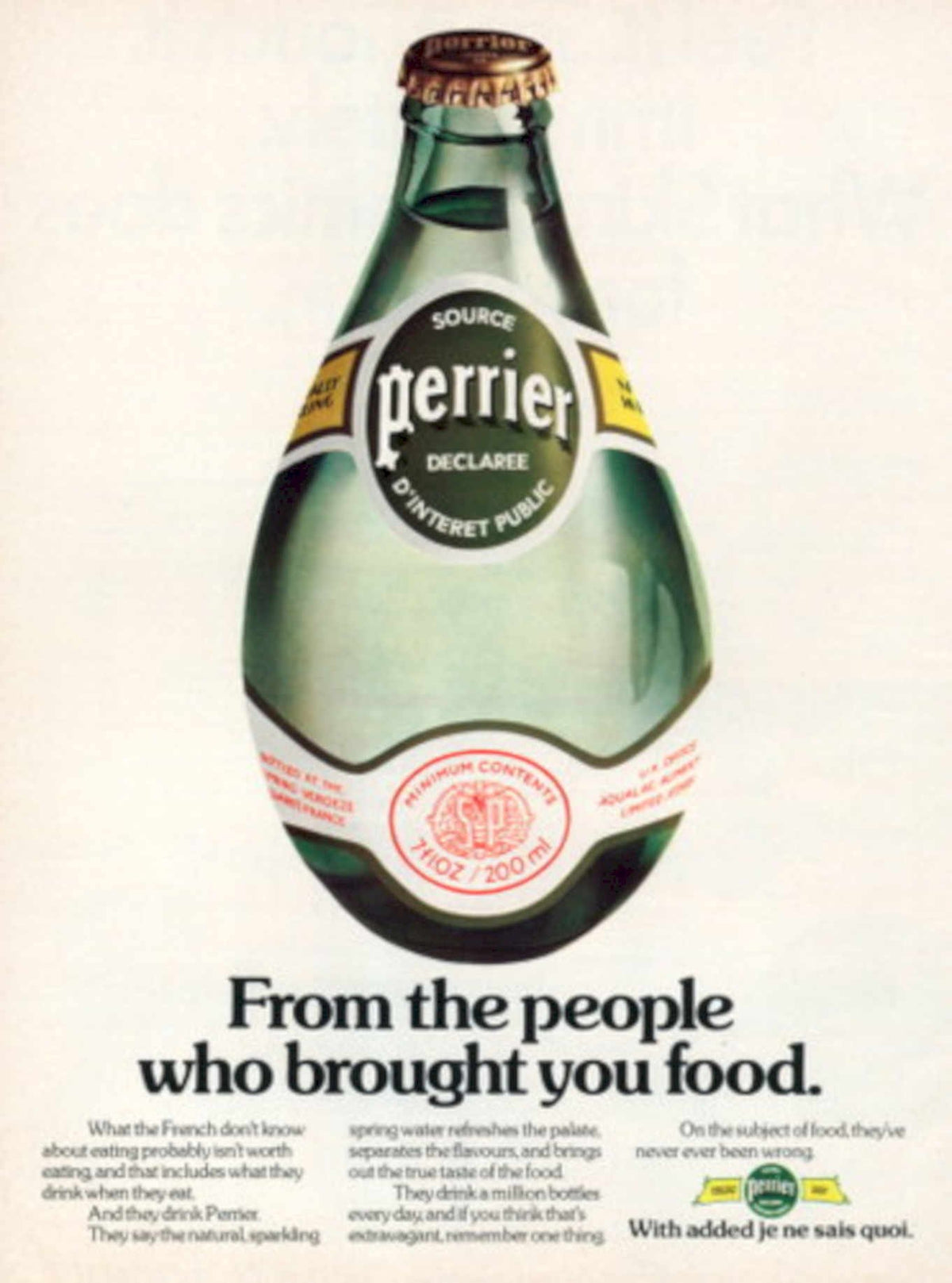 Perrier Bottle 1970s Vintage Retro Advert