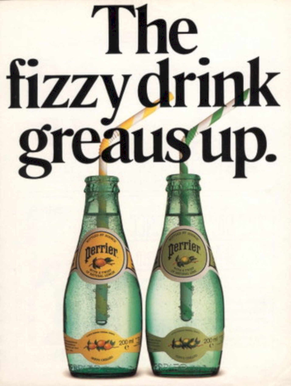 Perrier Bottles Fizz 1980s Vintage Retro Advert
