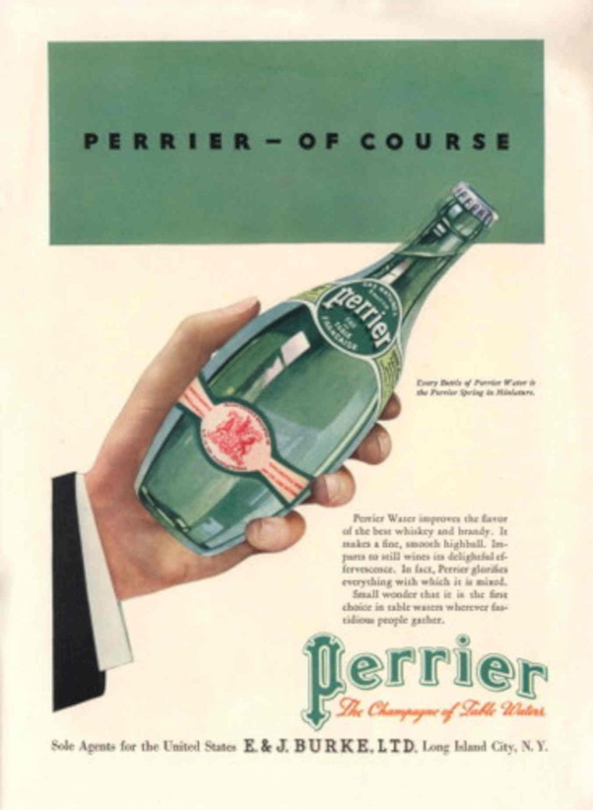Perrier Water Bottle 1930s Vintage Retro Advert Poster