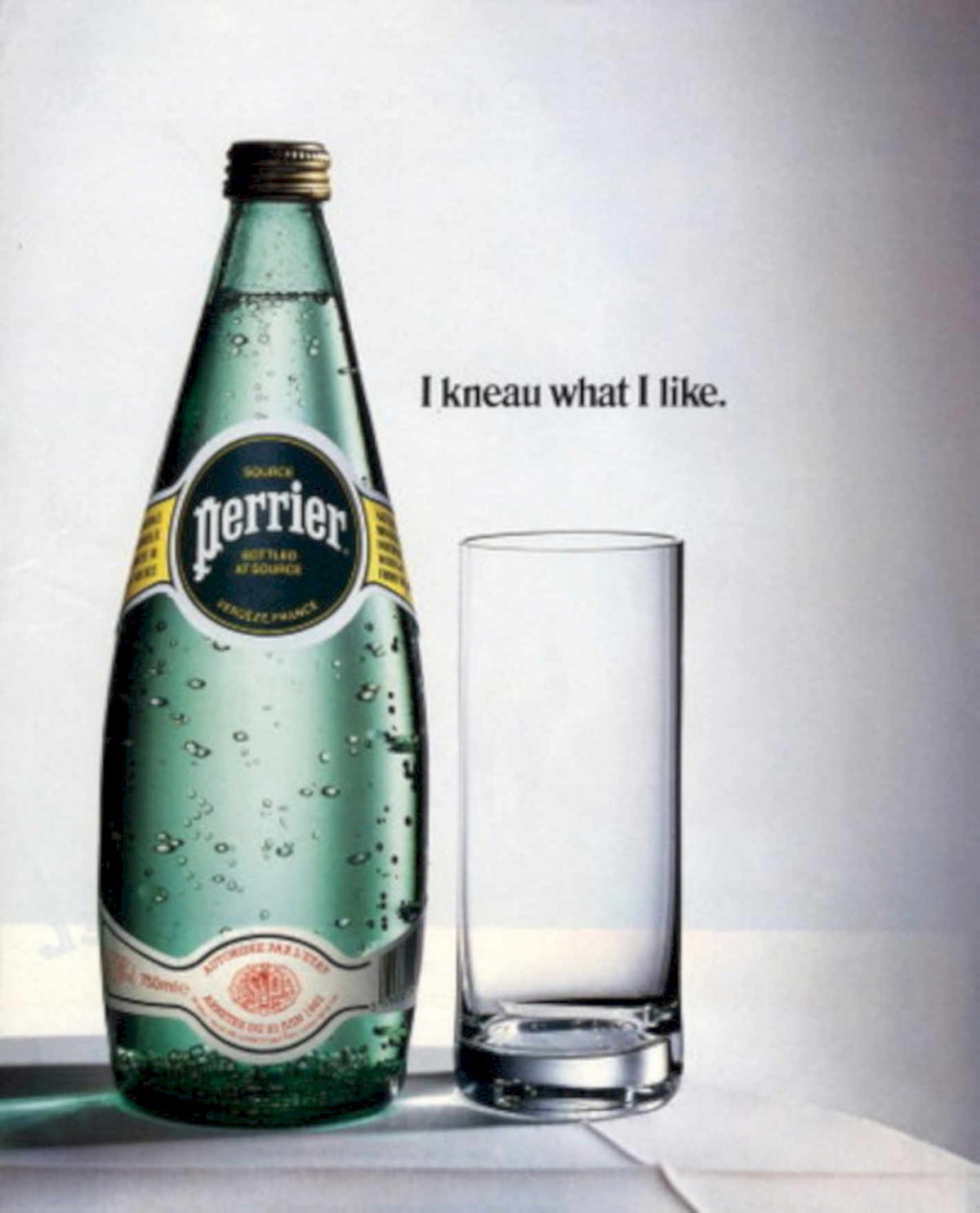 Perrier Water Bottle 1980s Vintage Retro Advert