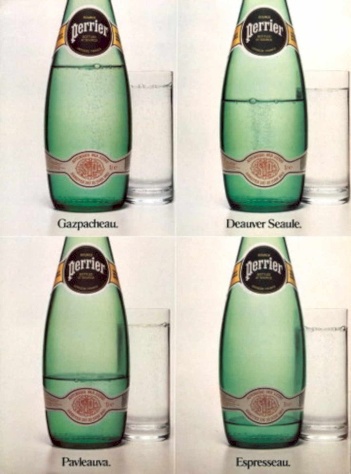 Perrier Water Bottles 1980s Vintage Retro Advert