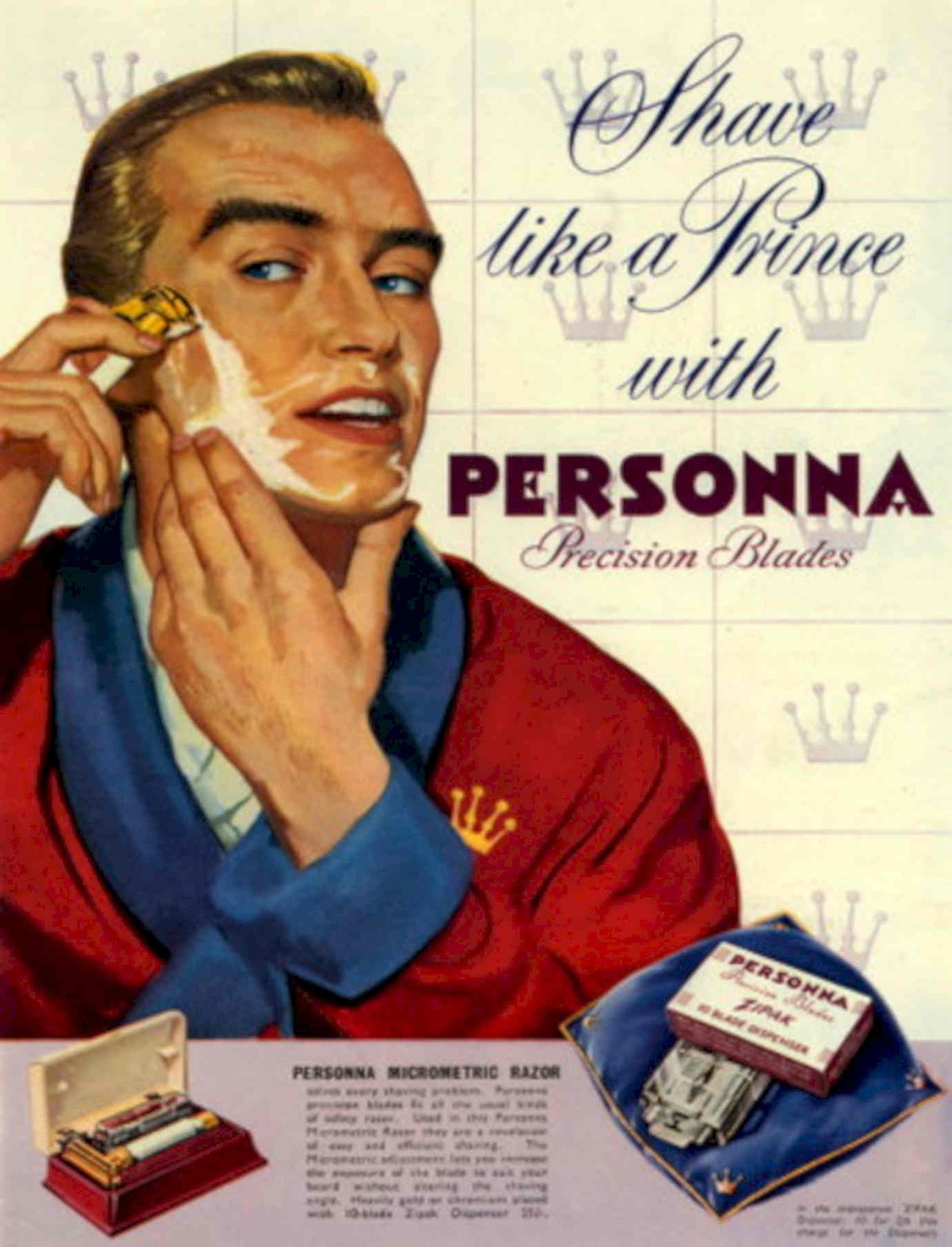 Personna Precision Shave 1950s Vintage Retro Advert Poster
