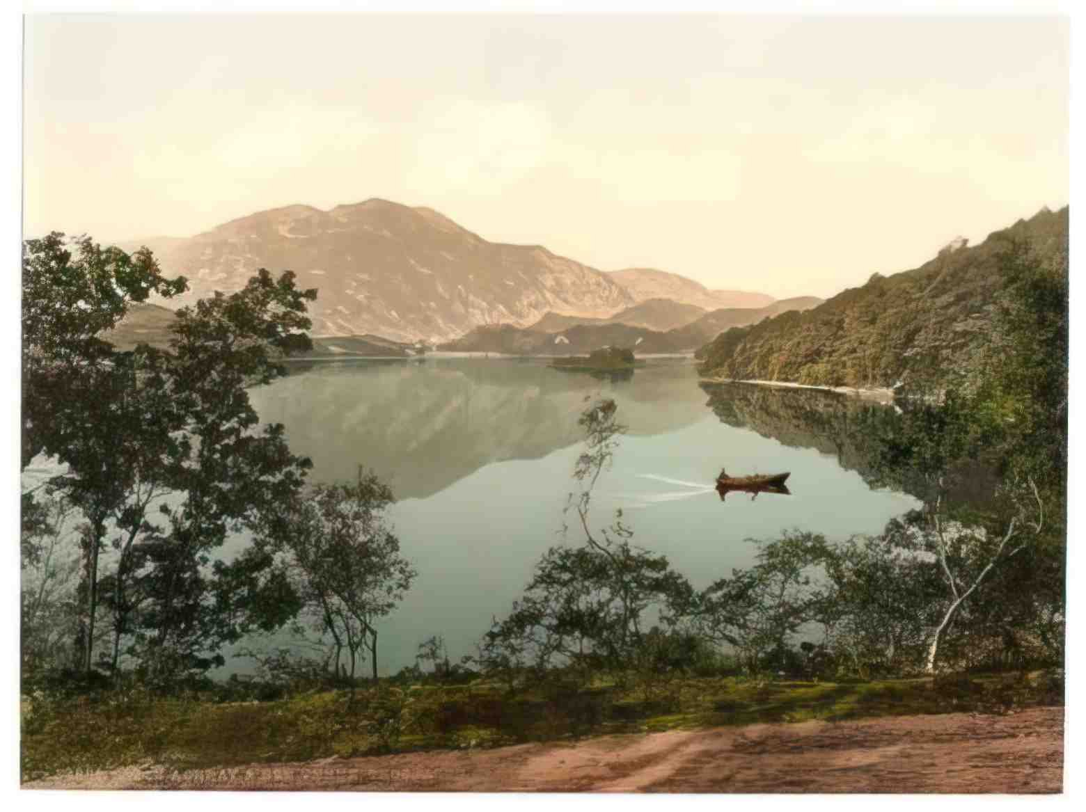 Perthshire Trossachs Loch Achray and Ben Venue Vintage A4 Photo Print