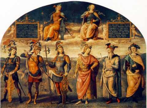 Perugino Pietro Fortitude And Temperance With Six Antique Heroes 1497 A4 Photo Print