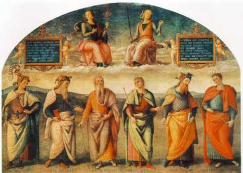 Perugino Pietro Prudence And Justice With Six Antique Wisemen 1497 A4 Photo Print