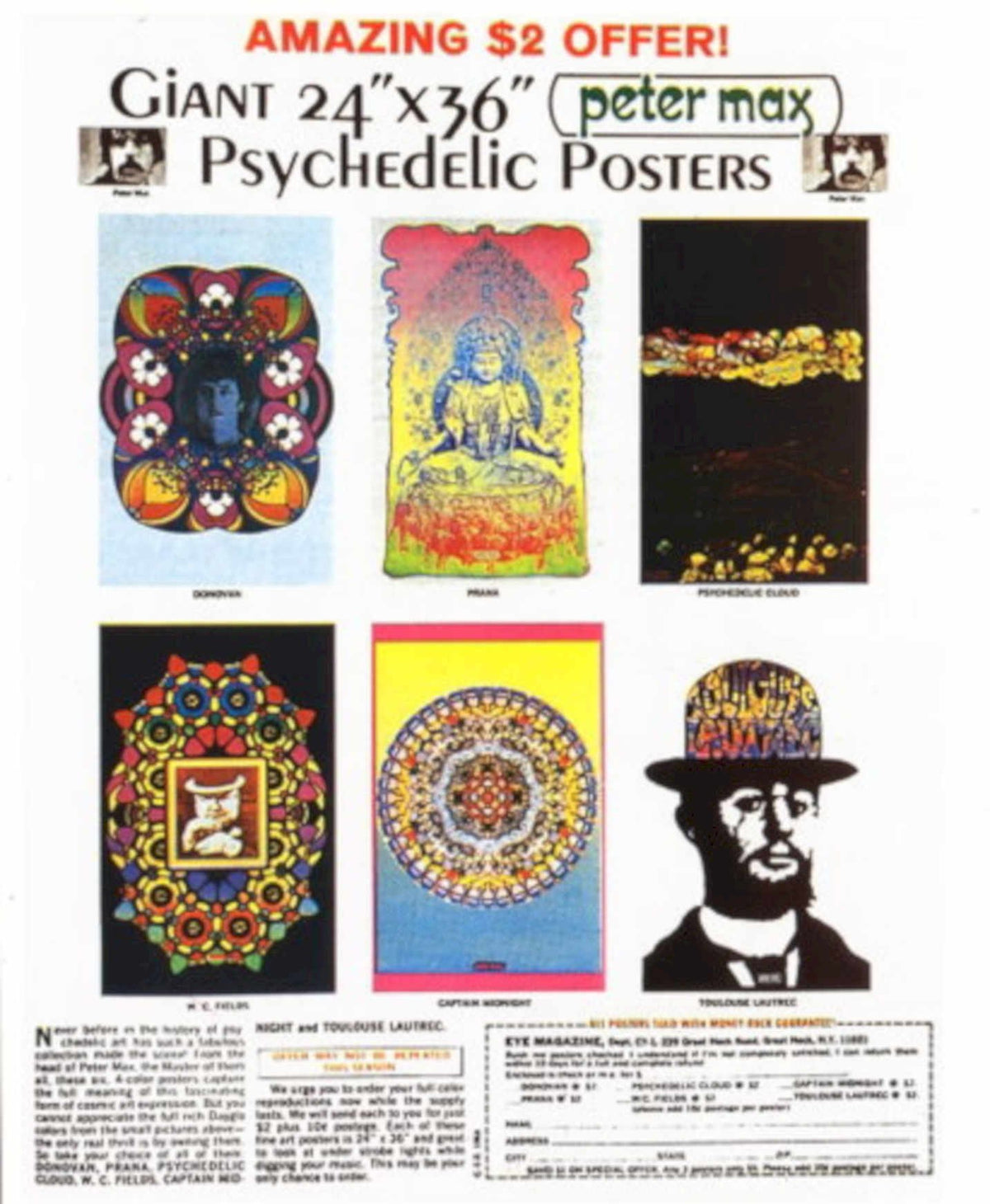 Peter Max Psychedelic 1960s Vintage Retro Advert