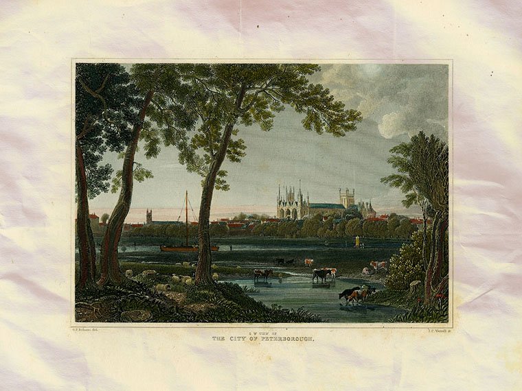 Peterborough England Cathedral Varrall Robson 1840 Vintage A4 Photo Print