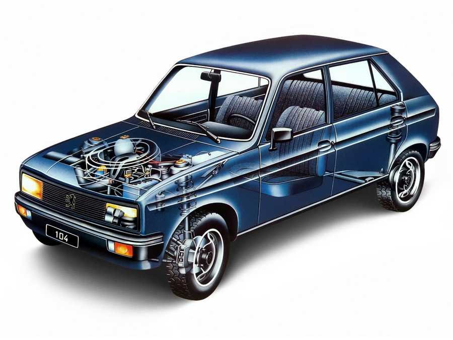 Peugeot 104 cutaway A4 Photo Print