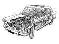 Peugeot 404 cutaway A4 Photo Print