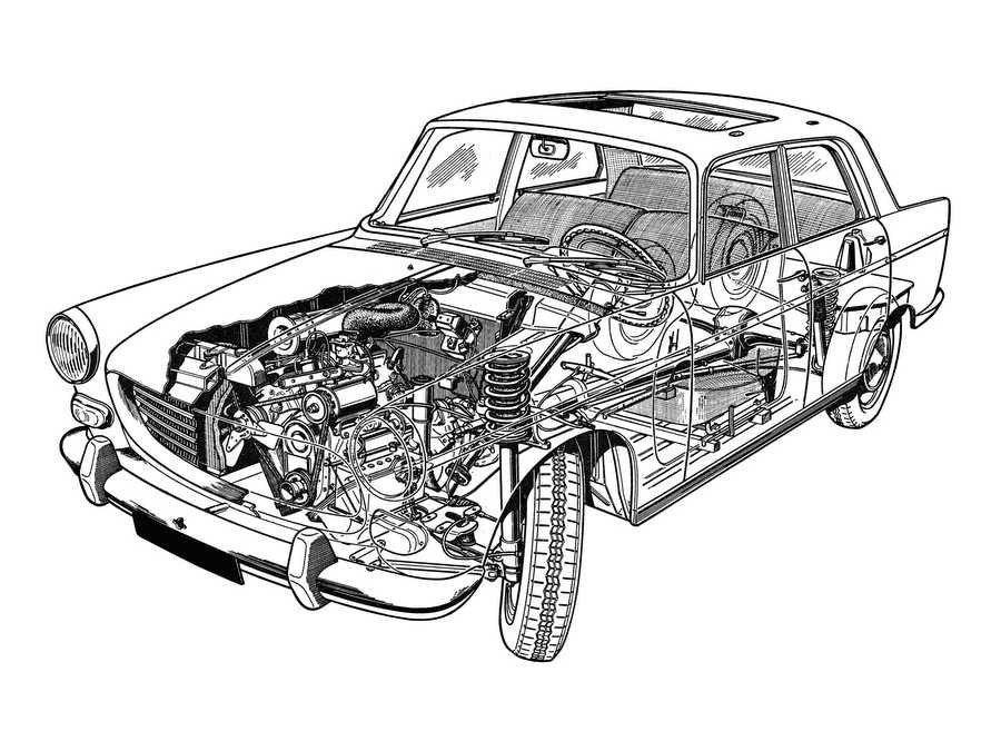 Peugeot 404 cutaway A4 Photo Print