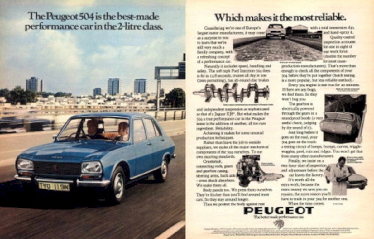 Peugeot 504 Car 1970s Vintage Retro Advert