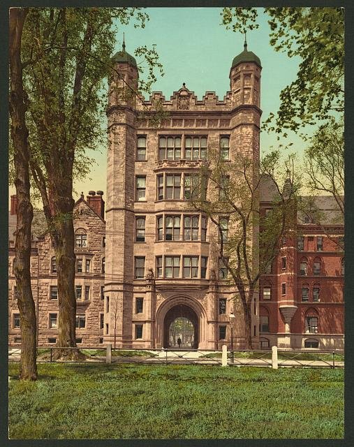 Phelps Hall and gateway Yale College Vintage A4 Photo Print