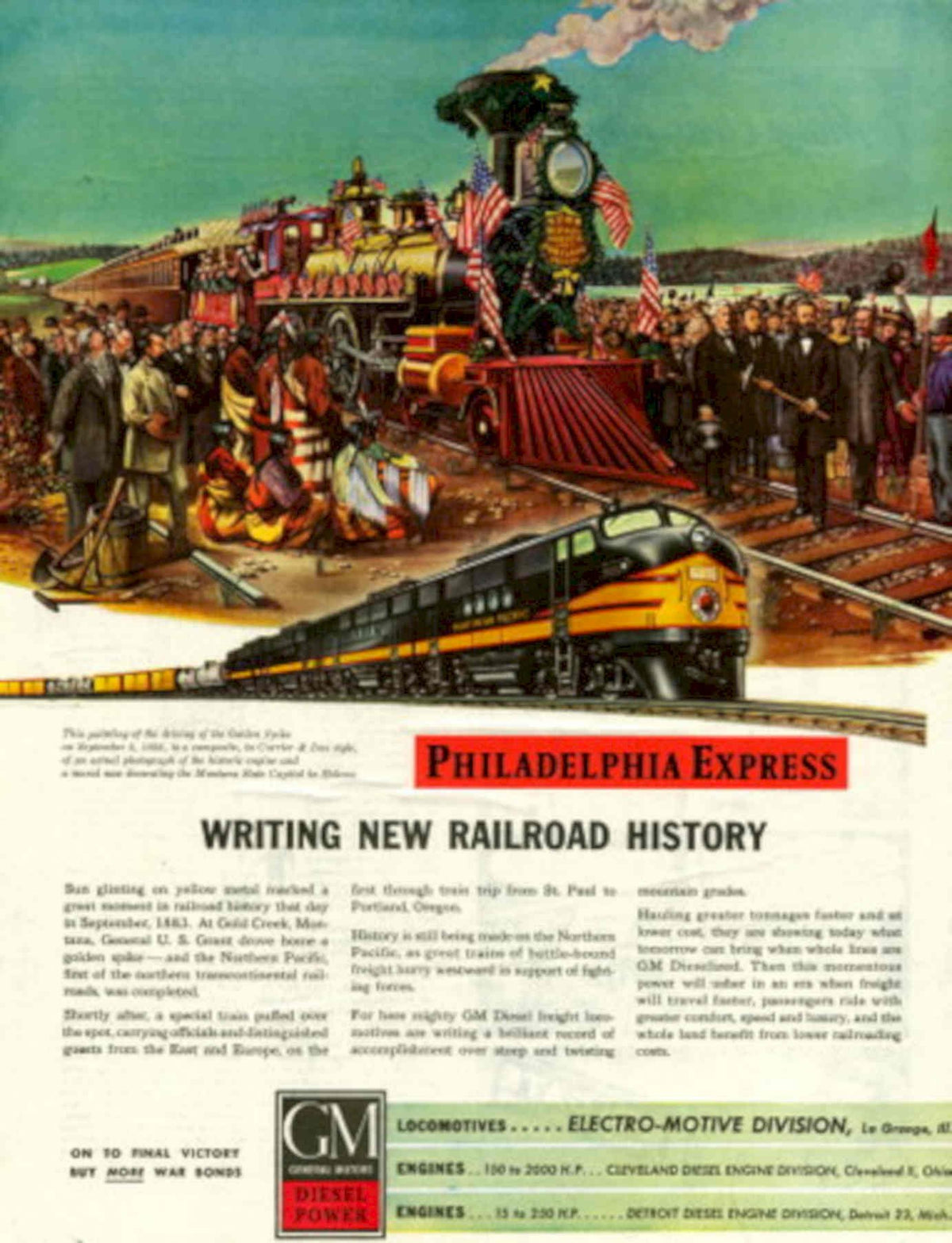 Philadelphia Express Locomotive 1940s Vintage Retro Advert Poster