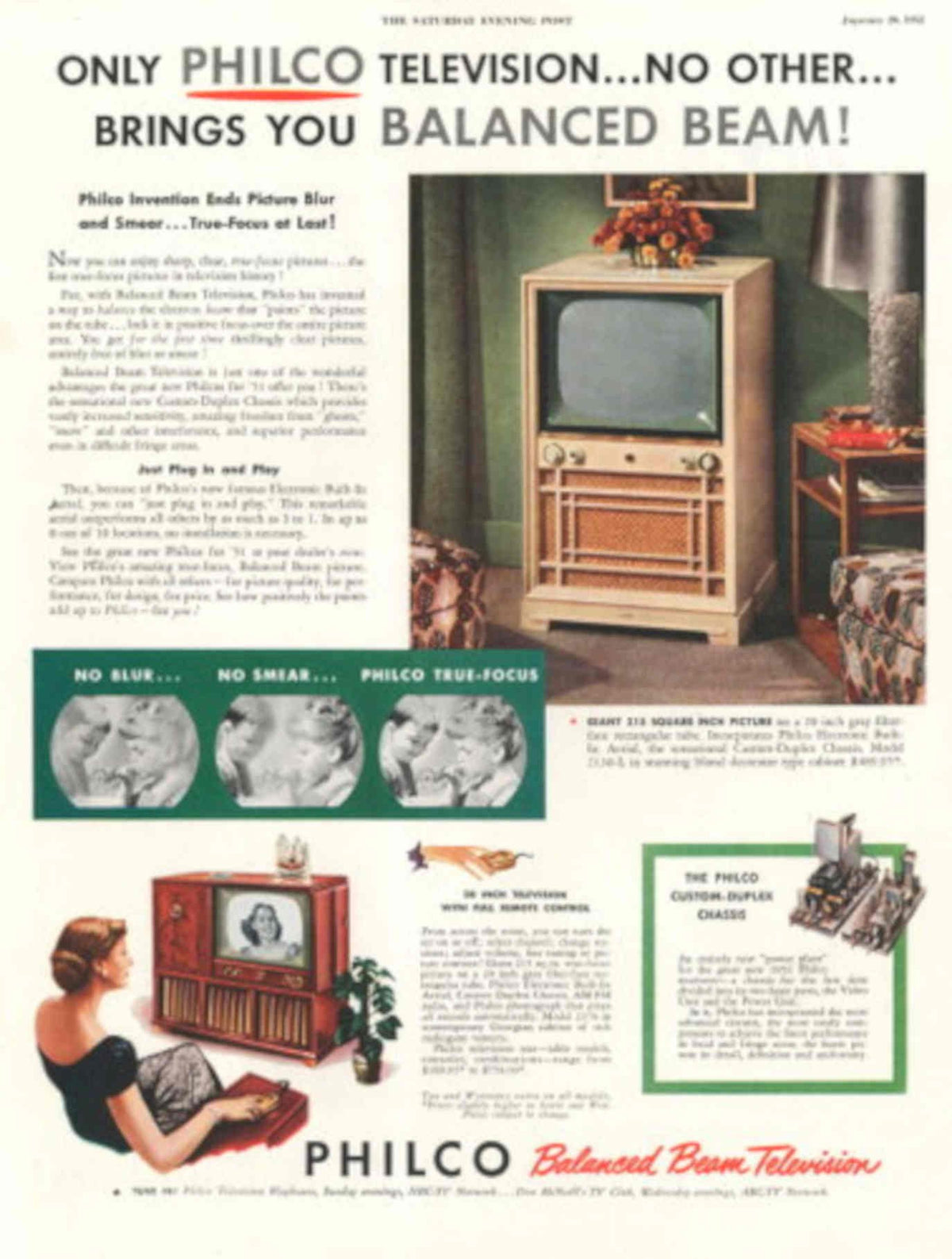 Philco Balanced Beam 1950s Vintage Retro Advert Poster