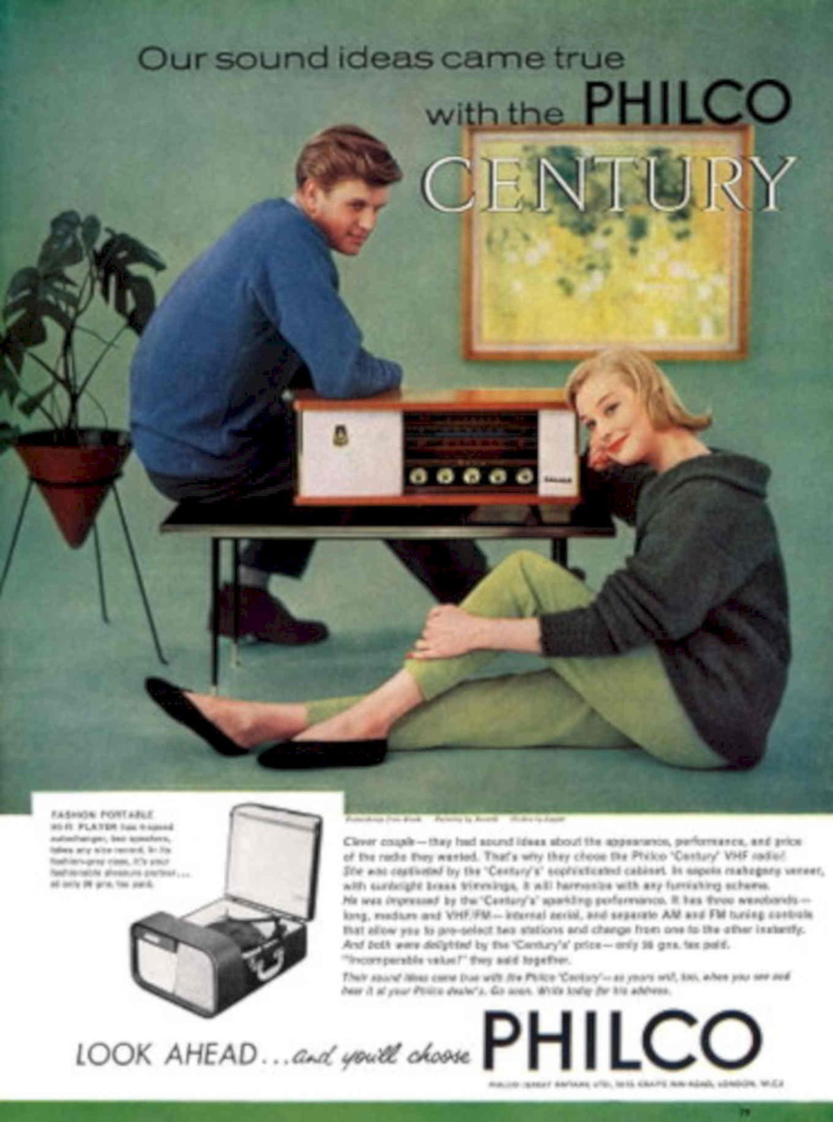 Philco Century Radio 1 1950s Vintage Retro Advert Poster
