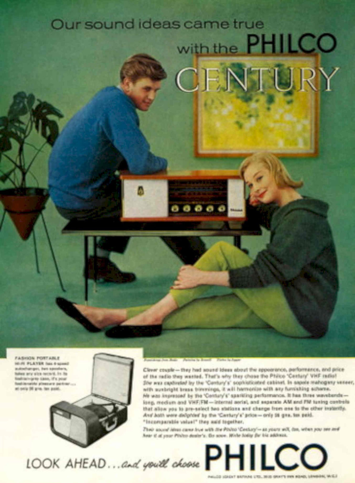 Philco Century Radio 2 1950s Vintage Retro Advert Poster