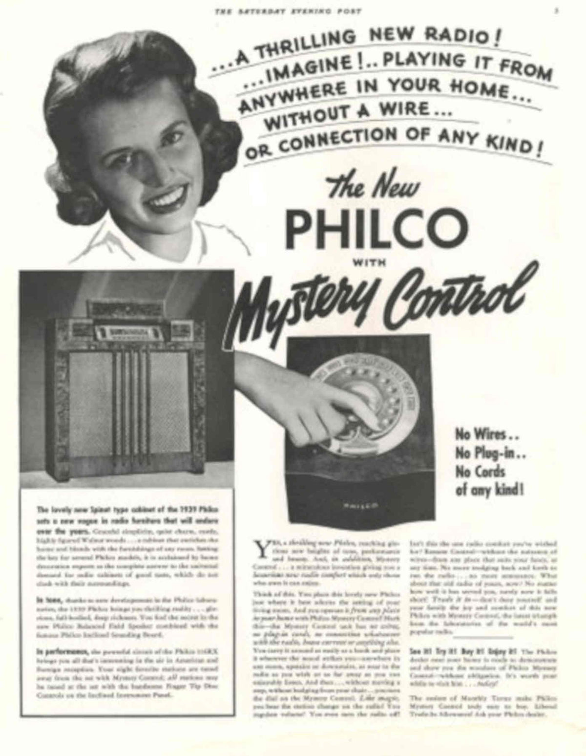 Philco Mysterycontrol Radio 1930s Vintage Retro Advert Poster