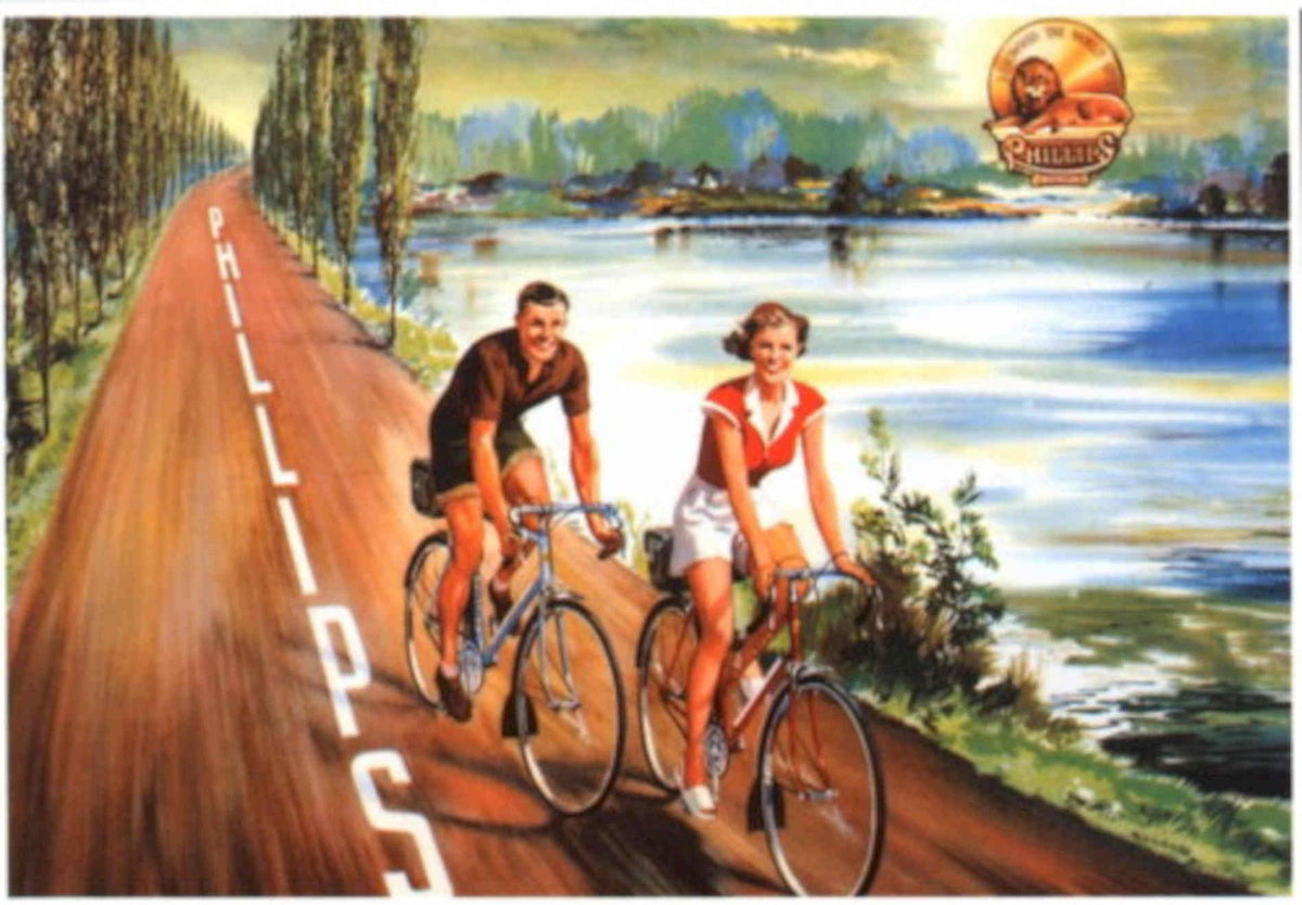 Philips Bicycle Road 1950s Vintage Retro Advert Poster
