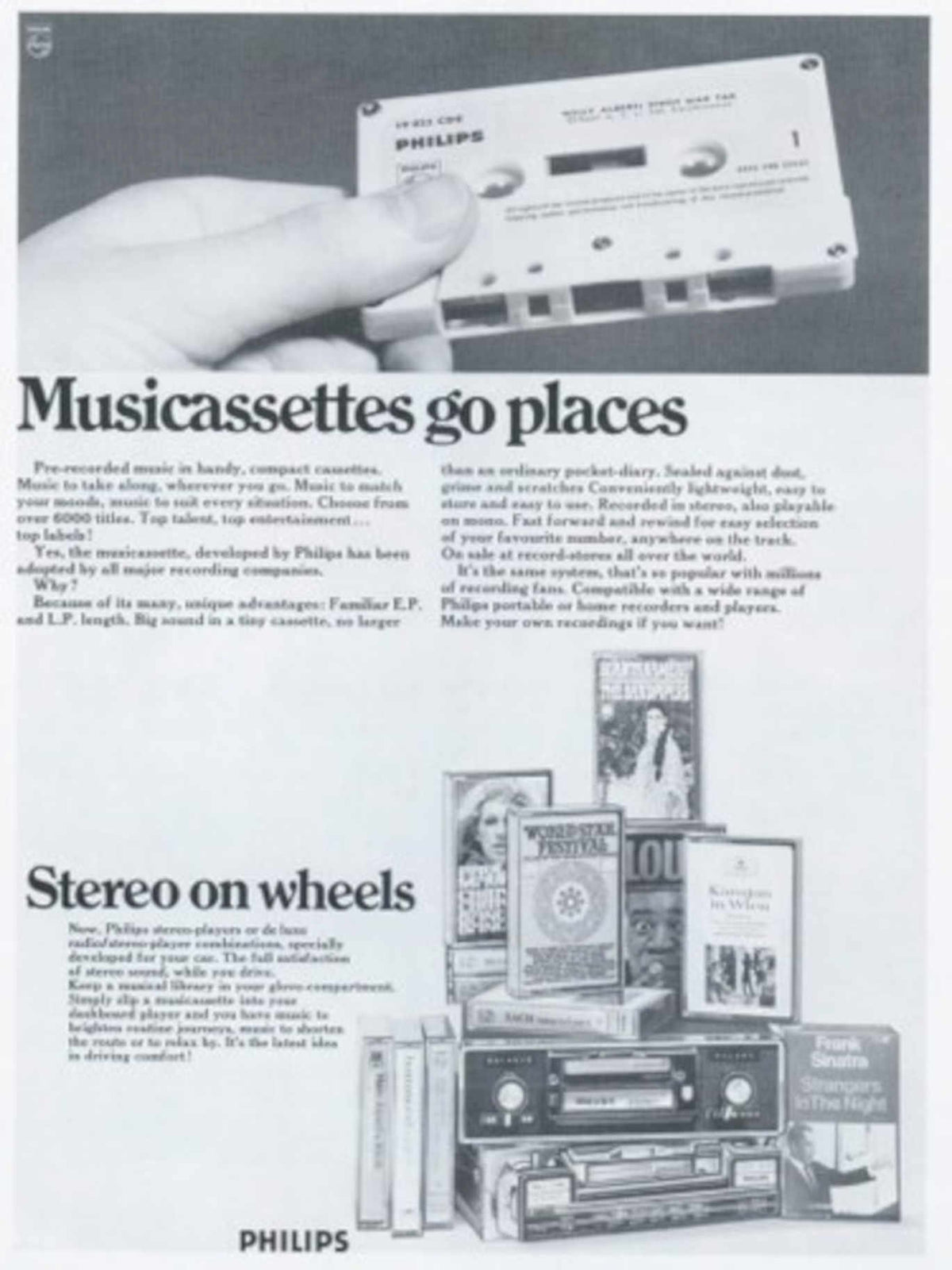 Philips Musicassettes Stereo 1960s Vintage Retro Advert