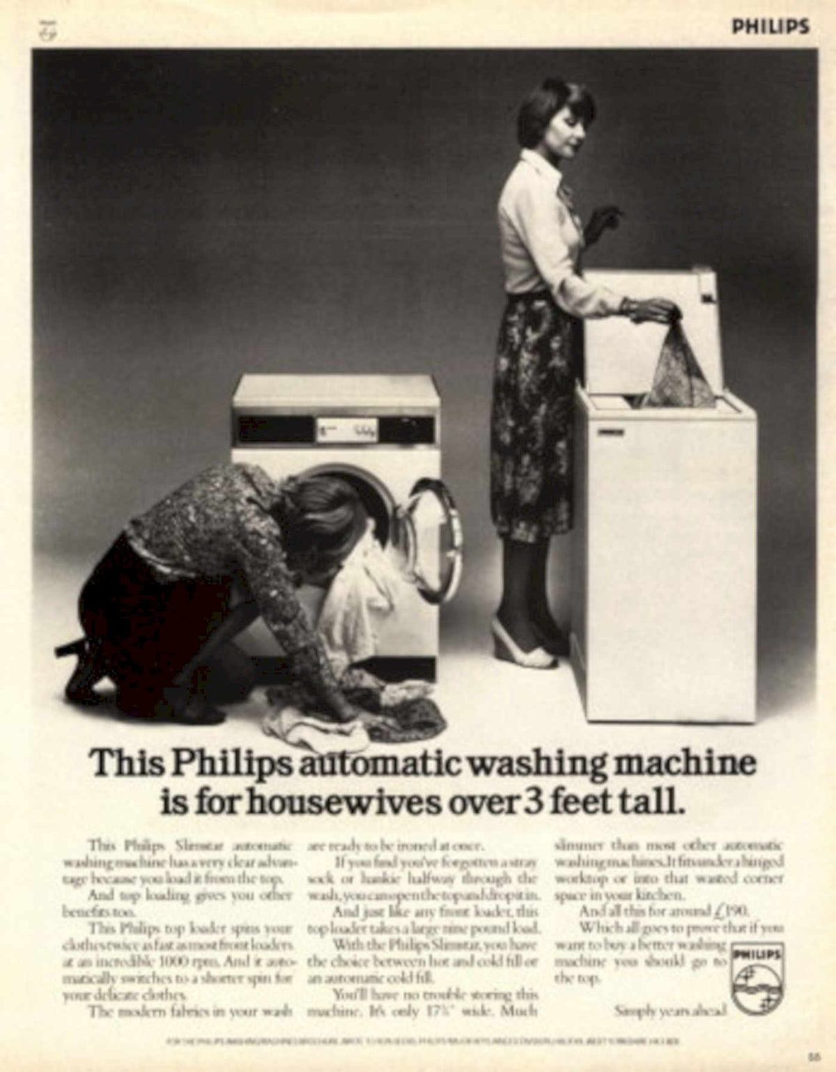 Philips Washing Machine 1960s Vintage Retro Advert